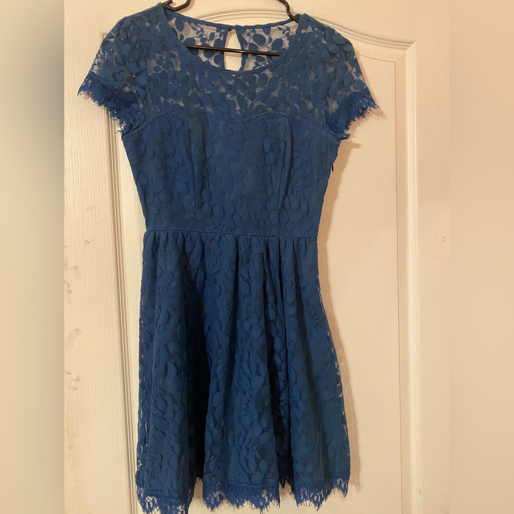 Elegant Blue Lace Dress